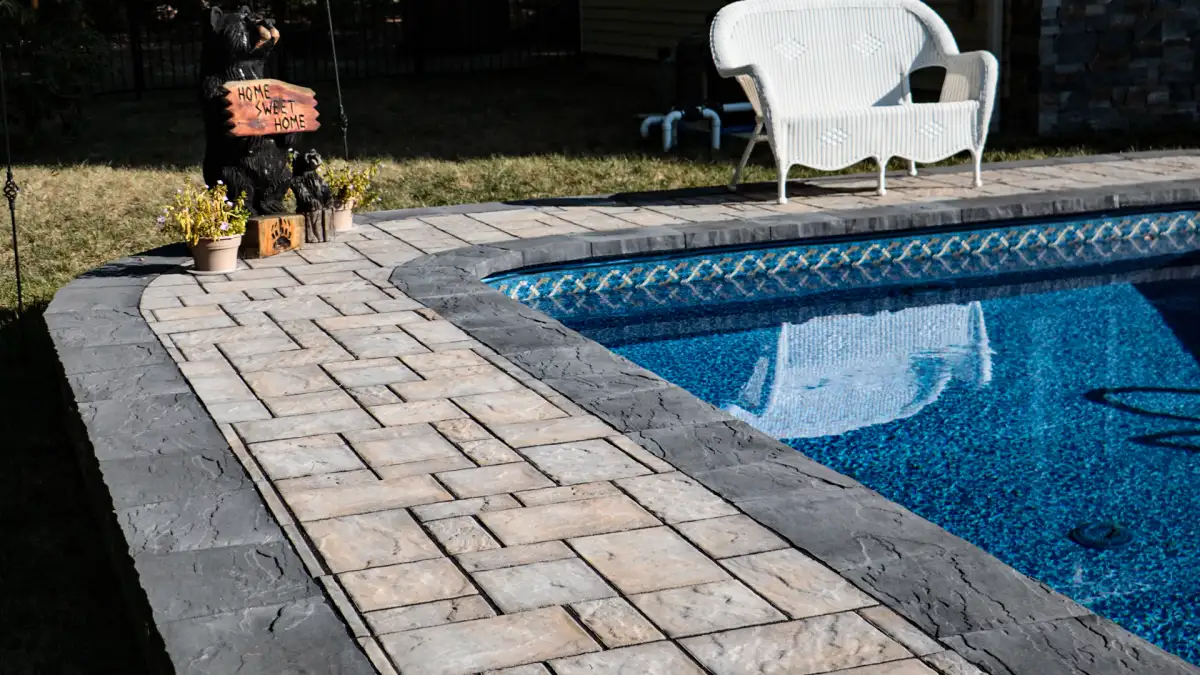 Stone step installation with landing area